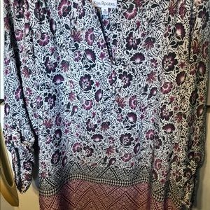 Kim Rogers 3/4 length sleeve shirt, xl,multi colors